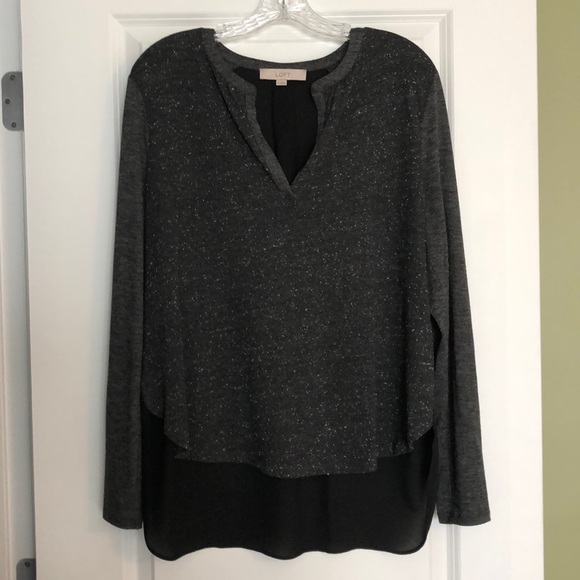 LOFT Tops - LOFT Grey and Black Hi-Lo Top